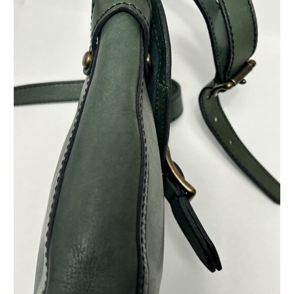 Vintage Fossil Green Leather Saddlebag Crossbody Medium Purse Butter Soft Clean - Picture 6 of 12